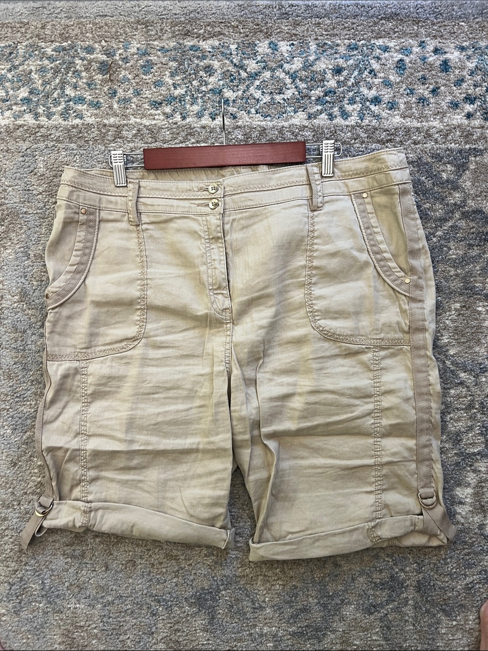 Chico's Beige Linen-Blend Bermuda Shorts